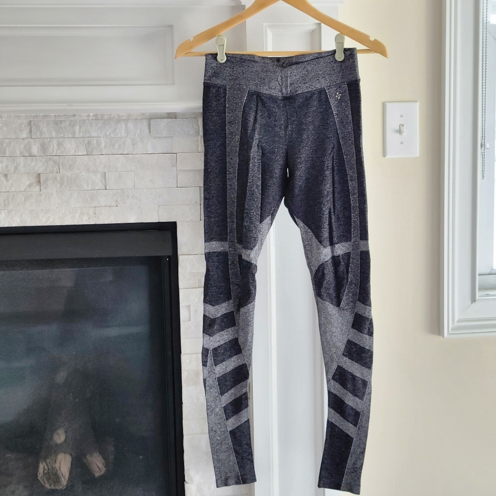 NUX Yoga Compression Two Tone Active Leggings Yoga Pants Grey M Medium